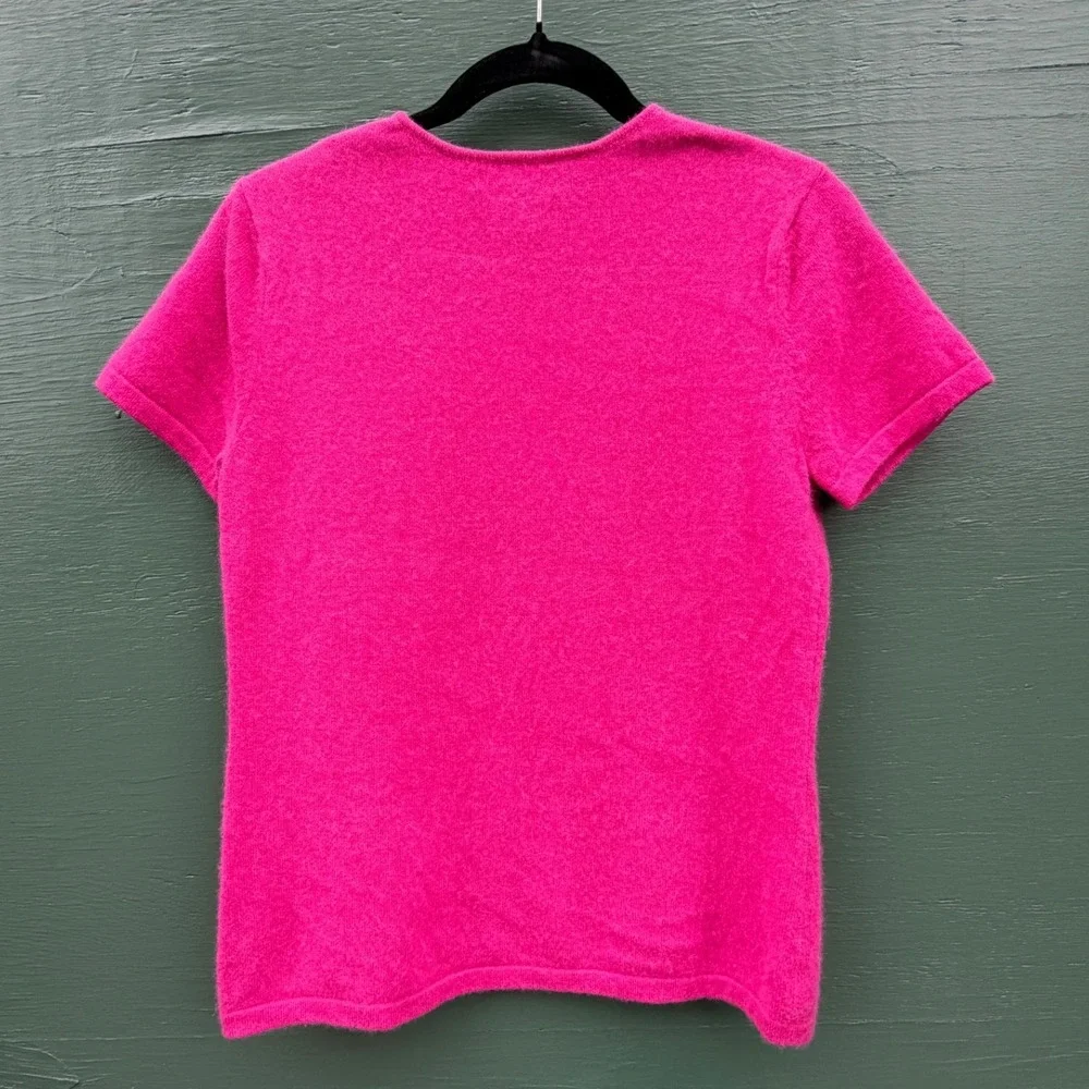 Country Shop Cashmere Womens Hot Pink Short Sleeve Sweater Australia Made Size M